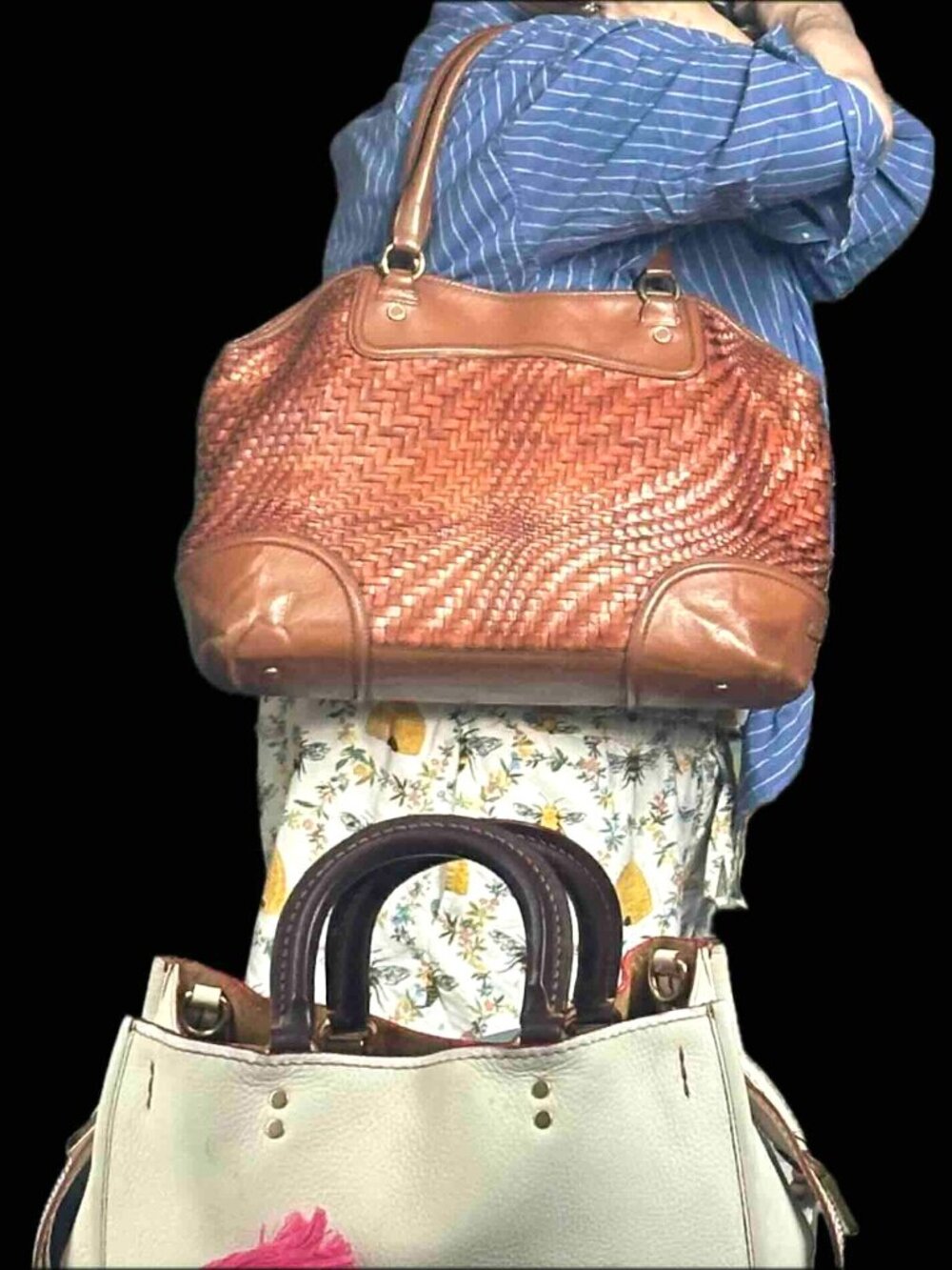 XL Vintage Cole Haan Genevieve Satchel laptop compartment Florentine leather - Picture 6 of 16